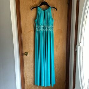 R&M Richards Beaded Teal Gown